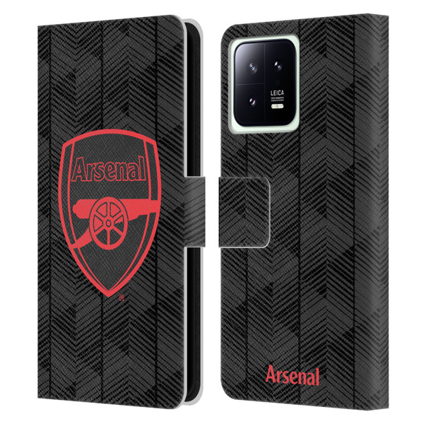 Arsenal FC Crest and Gunners Logo Black Leather Book Wallet Case Cover For Xiaomi 13 5G