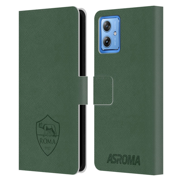 AS Roma Crest Graphics Full Colour Green Leather Book Wallet Case Cover For Motorola Moto G54 5G