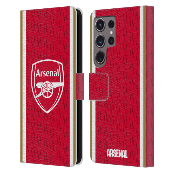 Arsenal FC 2023/24 Crest Kit Home Leather Book Wallet Case Cover For Samsung Galaxy S24 Ultra 5G