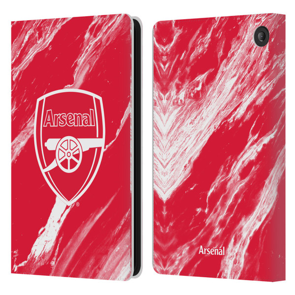 Arsenal FC Crest Patterns Red Marble Leather Book Wallet Case Cover For Amazon Fire 7 2022