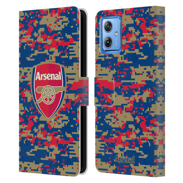 Arsenal FC Crest Patterns Digital Camouflage Leather Book Wallet Case Cover For Motorola Moto G54 5G