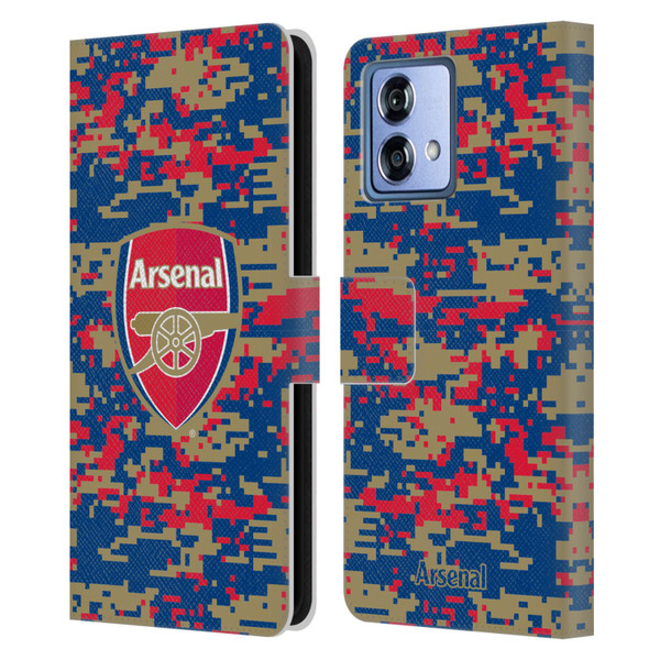 Arsenal FC Crest Patterns Digital Camouflage Leather Book Wallet Case Cover For Motorola Moto G84 5G