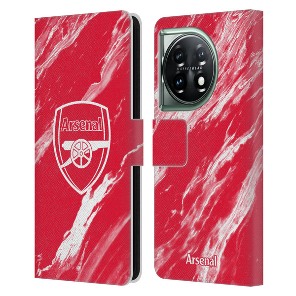 Arsenal FC Crest Patterns Red Marble Leather Book Wallet Case Cover For OnePlus 11 5G