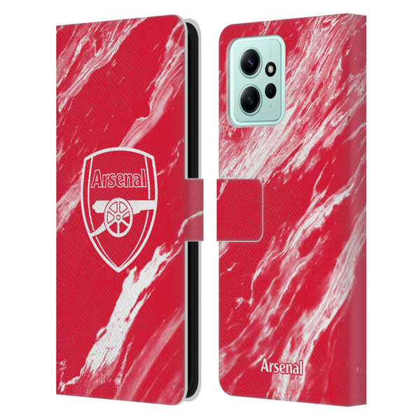 Arsenal FC Crest Patterns Red Marble Leather Book Wallet Case Cover For Xiaomi Redmi 12