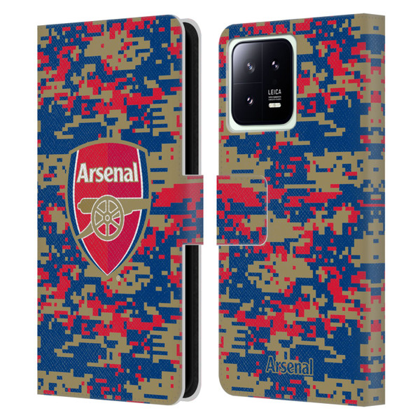 Arsenal FC Crest Patterns Digital Camouflage Leather Book Wallet Case Cover For Xiaomi 13 5G