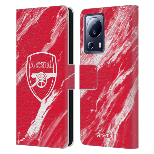 Arsenal FC Crest Patterns Red Marble Leather Book Wallet Case Cover For Xiaomi 13 Lite 5G