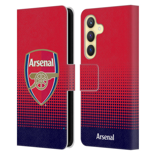 Arsenal FC Crest 2 Fade Leather Book Wallet Case Cover For Samsung Galaxy S24 5G