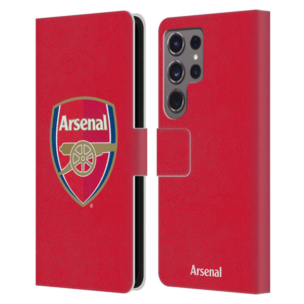 Arsenal FC Crest 2 Full Colour Red Leather Book Wallet Case Cover For Samsung Galaxy S24 Ultra 5G