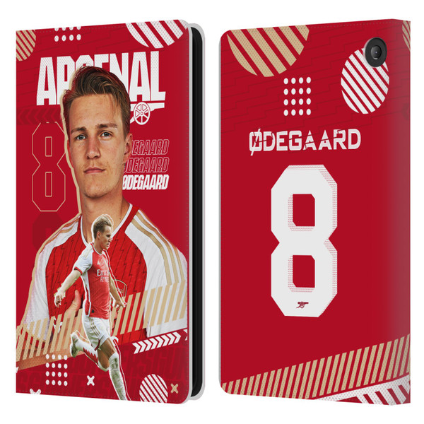 Arsenal FC 2023/24 First Team Martin Ødegaard Leather Book Wallet Case Cover For Amazon Fire 7 2022