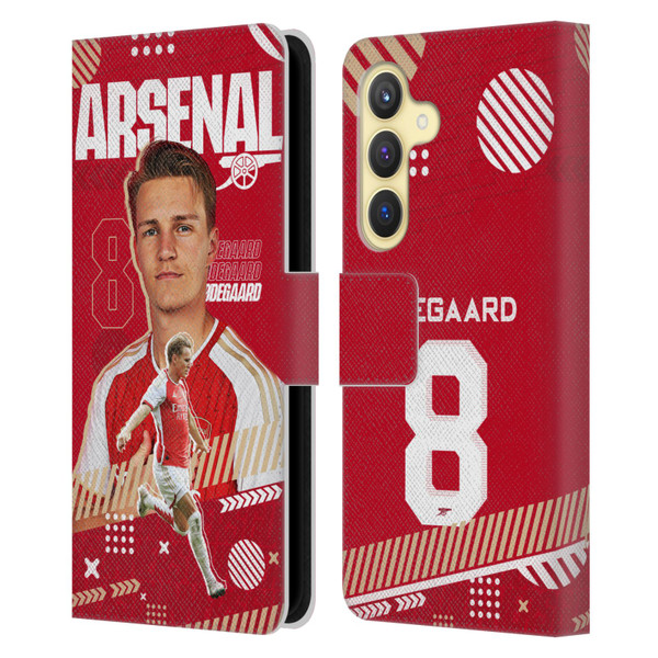 Arsenal FC 2023/24 First Team Martin Ødegaard Leather Book Wallet Case Cover For Samsung Galaxy S24 5G