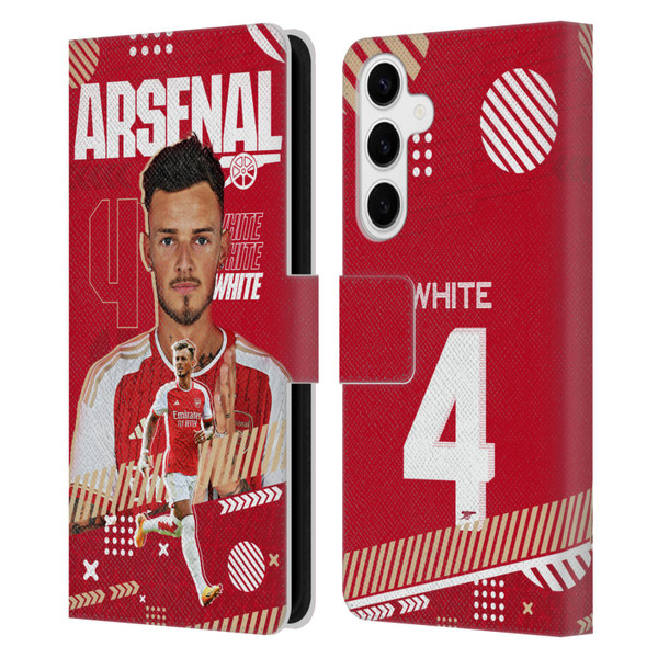 Arsenal FC 2023/24 First Team Ben White Leather Book Wallet Case Cover For Samsung Galaxy S24+ 5G