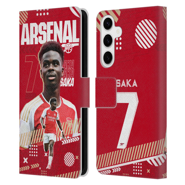 Arsenal FC 2023/24 First Team Bukayo Saka Leather Book Wallet Case Cover For Samsung Galaxy S24+ 5G