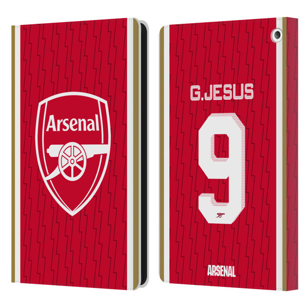 Arsenal FC 2023/24 Players Home Kit Gabriel Jesus Leather Book Wallet Case Cover For Amazon Fire HD 8/Fire HD 8 Plus 2020