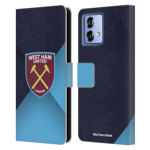 West Ham United FC Crest Blue Gradient Leather Book Wallet Case Cover For Motorola Moto G84 5G
