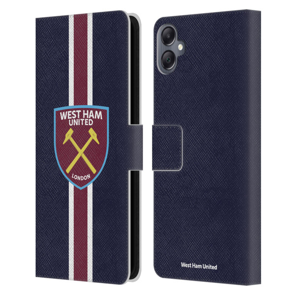 West Ham United FC Crest Stripes Leather Book Wallet Case Cover For Samsung Galaxy A05