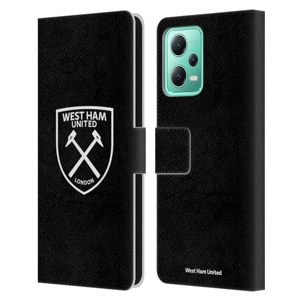 West Ham United FC Crest White Logo Leather Book Wallet Case Cover For Xiaomi Redmi Note 12 5G