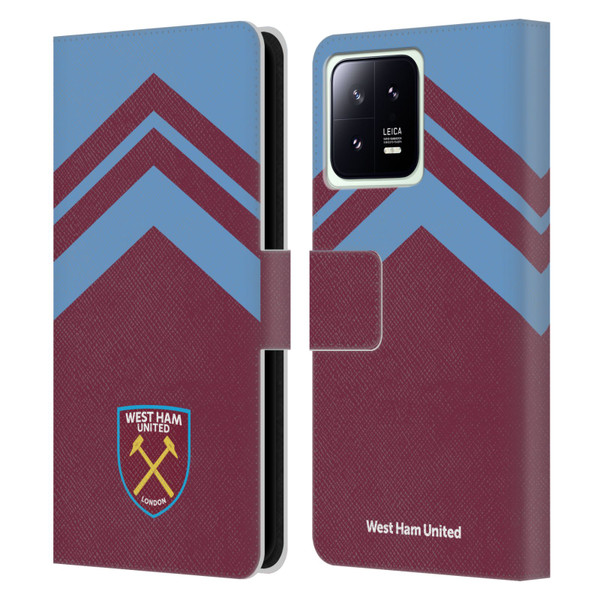 West Ham United FC Crest Graphics Arrowhead Lines Leather Book Wallet Case Cover For Xiaomi 13 5G