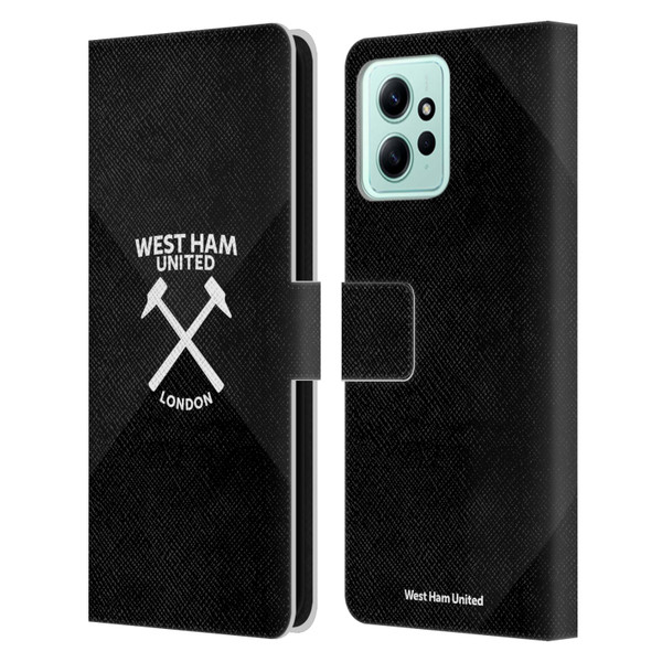 West Ham United FC Hammer Marque Kit Black & White Gradient Leather Book Wallet Case Cover For Xiaomi Redmi 12
