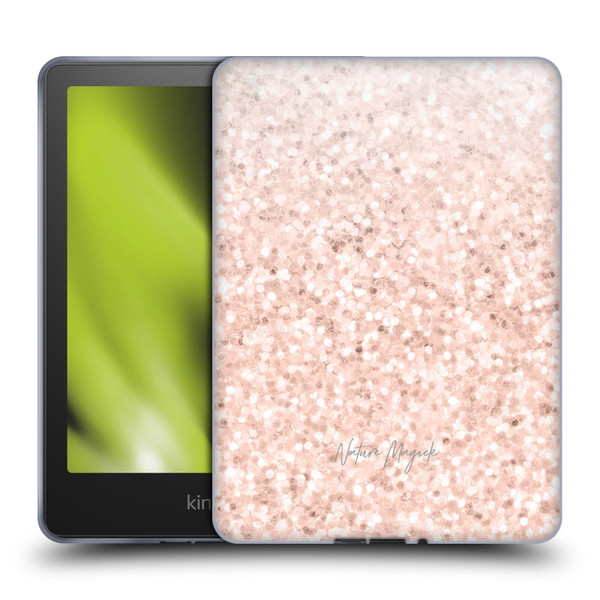 Nature Magick Rose Gold Marble Glitter Rose Gold Sparkle 2 Soft Gel Case for Amazon Kindle Paperwhite 5 (2021)