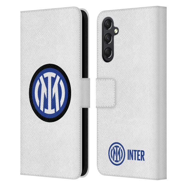 Fc Internazionale Milano Badge Logo On White Leather Book Wallet Case Cover For Samsung Galaxy A24 4G / M34 5G