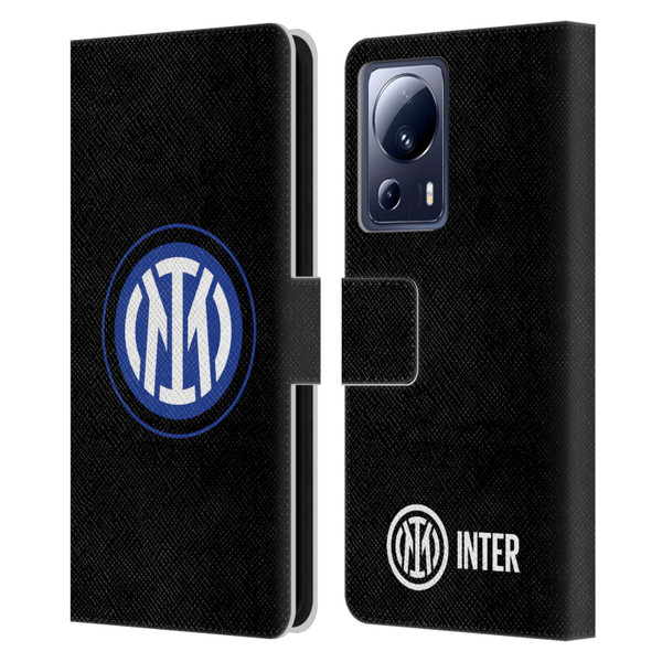 Fc Internazionale Milano Badge Logo On Black Leather Book Wallet Case Cover For Xiaomi 13 Lite 5G