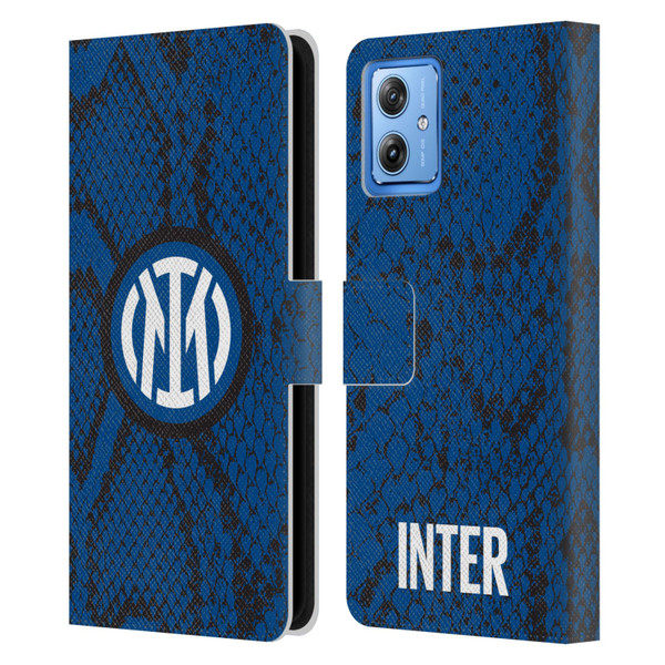 Fc Internazionale Milano Patterns Snake Leather Book Wallet Case Cover For Motorola Moto G54 5G