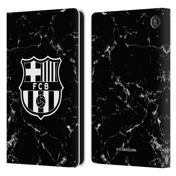 FC Barcelona Crest Patterns Black Marble Leather Book Wallet Case Cover For Amazon Fire 7 2022