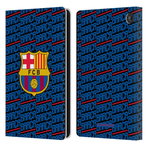 FC Barcelona Crest Patterns Barca Leather Book Wallet Case Cover For Amazon Fire 7 2022
