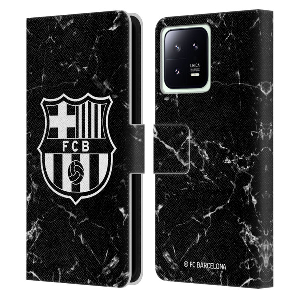 FC Barcelona Crest Patterns Black Marble Leather Book Wallet Case Cover For Xiaomi 13 5G