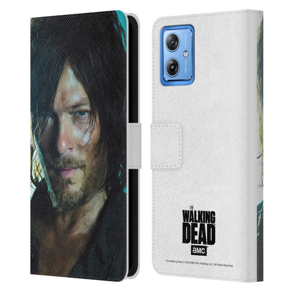 AMC The Walking Dead Characters Daryl Leather Book Wallet Case Cover For Motorola Moto G54 5G