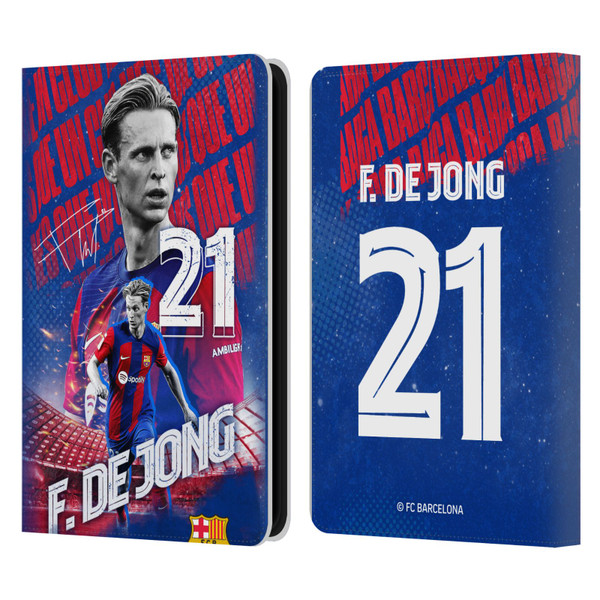 FC Barcelona 2023/24 First Team Frenkie de Jong Leather Book Wallet Case Cover For Amazon Kindle 11th Gen 6in 2022