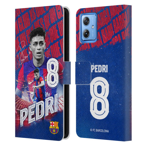 FC Barcelona 2023/24 First Team Pedri Leather Book Wallet Case Cover For Motorola Moto G54 5G
