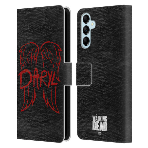 AMC The Walking Dead Daryl Dixon Iconic Wings Logo Leather Book Wallet Case Cover For Samsung Galaxy M14 5G