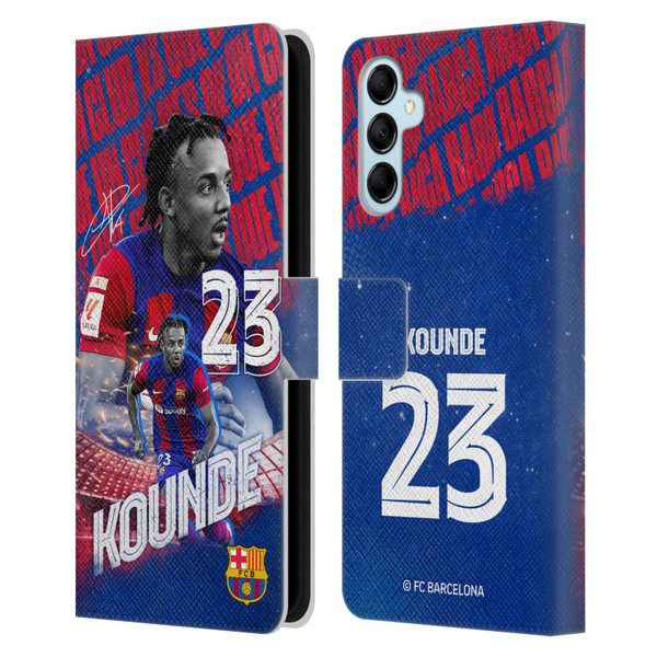 FC Barcelona 2023/24 First Team Jules Koundé Leather Book Wallet Case Cover For Samsung Galaxy M14 5G