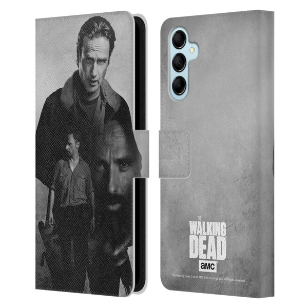 AMC The Walking Dead Double Exposure Rick Leather Book Wallet Case Cover For Samsung Galaxy M14 5G