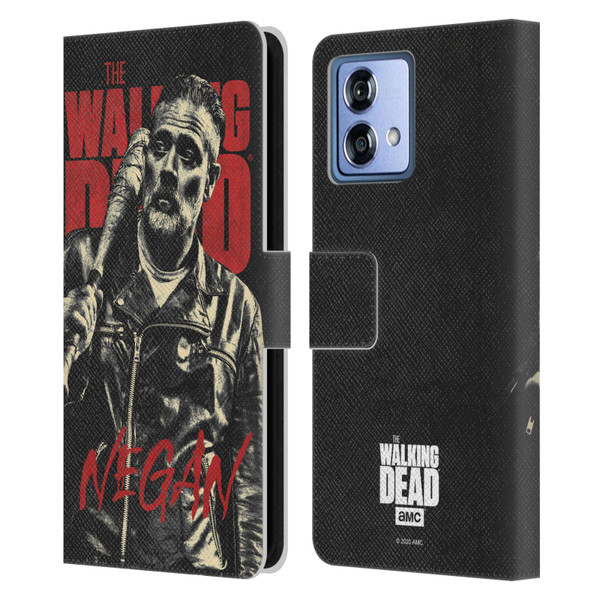 AMC The Walking Dead Season 10 Character Portraits Negan Leather Book Wallet Case Cover For Motorola Moto G84 5G