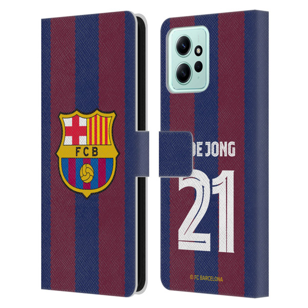 FC Barcelona 2023/24 Players Home Kit Frenkie de Jong Leather Book Wallet Case Cover For Xiaomi Redmi 12