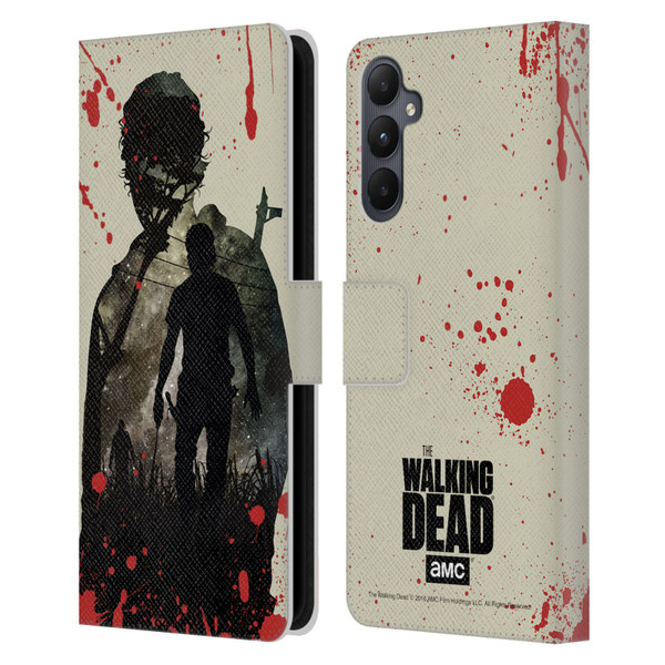 AMC The Walking Dead Silhouettes Rick Leather Book Wallet Case Cover For Samsung Galaxy A05s