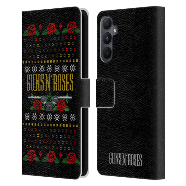 Guns N' Roses Christmas Text Logo Pistol Leather Book Wallet Case Cover For Samsung Galaxy A05s