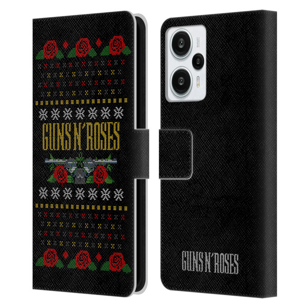 Guns N' Roses Christmas Text Logo Pistol Leather Book Wallet Case Cover For Xiaomi Redmi Note 12T