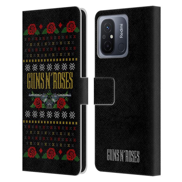 Guns N' Roses Christmas Text Logo Pistol Leather Book Wallet Case Cover For Xiaomi Redmi 12C
