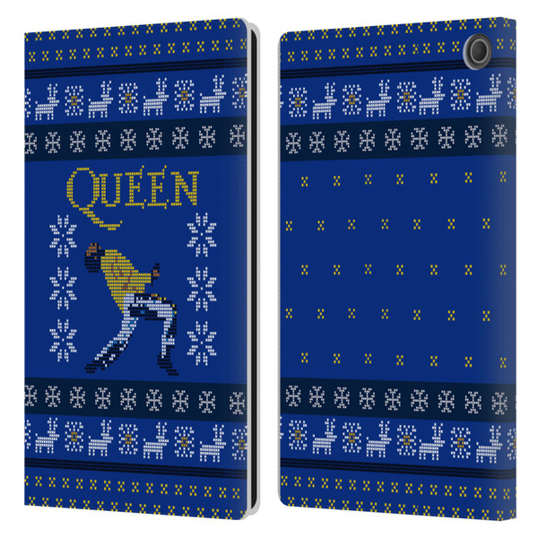 Queen Christmas Freddie Mercury Knitwork Leather Book Wallet Case Cover For Amazon Fire Max 11 2023