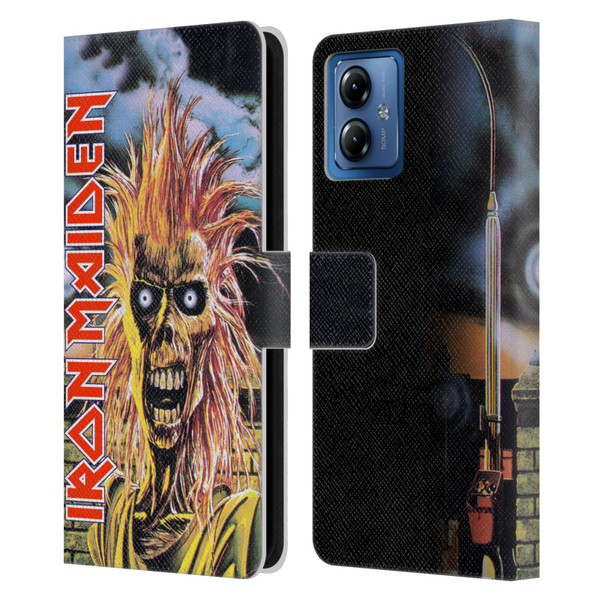 Iron Maiden Art First Leather Book Wallet Case Cover For Motorola Moto G14