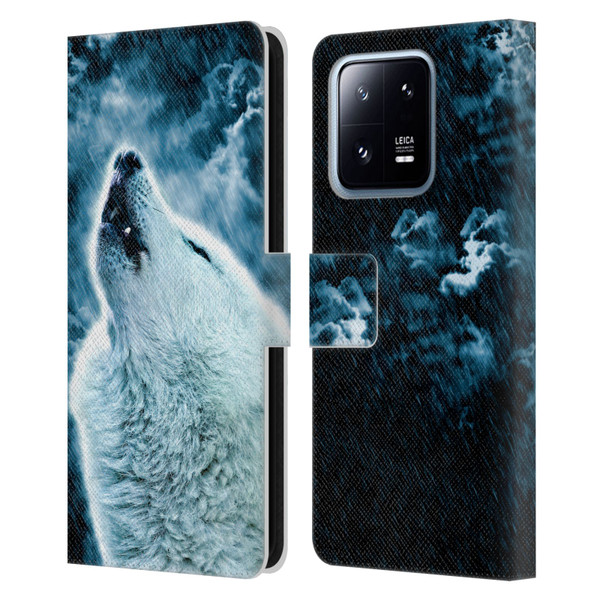 Simone Gatterwe Animals 2 Howling Wolf Leather Book Wallet Case Cover For Xiaomi 13 Pro 5G