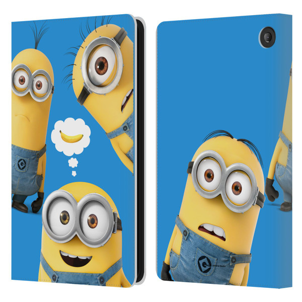 Despicable Me Funny Minions Banana Leather Book Wallet Case Cover For Amazon Fire 7 2022