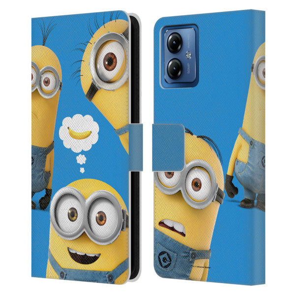 Despicable Me Funny Minions Banana Leather Book Wallet Case Cover For Motorola Moto G14