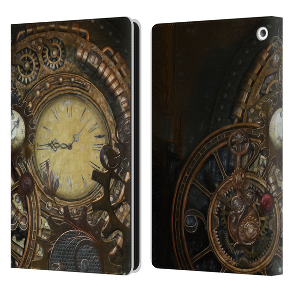 Simone Gatterwe Steampunk Clocks Leather Book Wallet Case Cover For Amazon Fire HD 8/Fire HD 8 Plus 2020