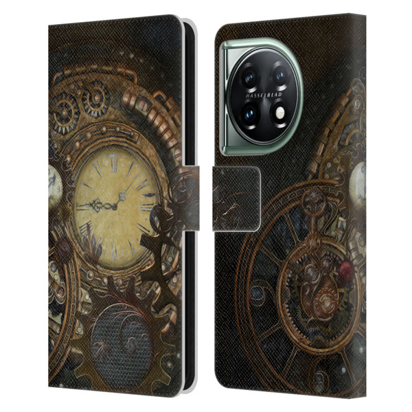 Simone Gatterwe Steampunk Clocks Leather Book Wallet Case Cover For OnePlus 11 5G