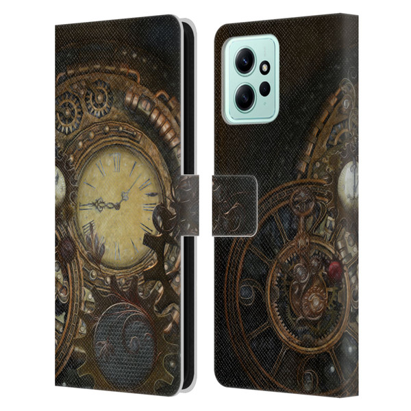 Simone Gatterwe Steampunk Clocks Leather Book Wallet Case Cover For Xiaomi Redmi 12