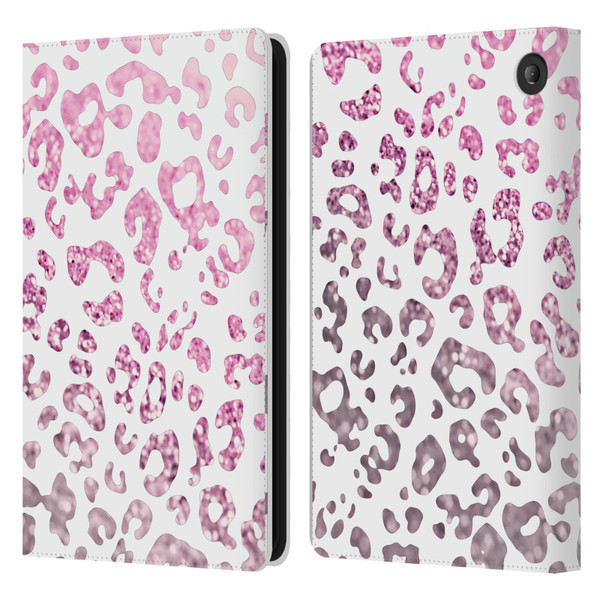 Monika Strigel Animal Print Glitter Pink Leather Book Wallet Case Cover For Amazon Fire 7 2022
